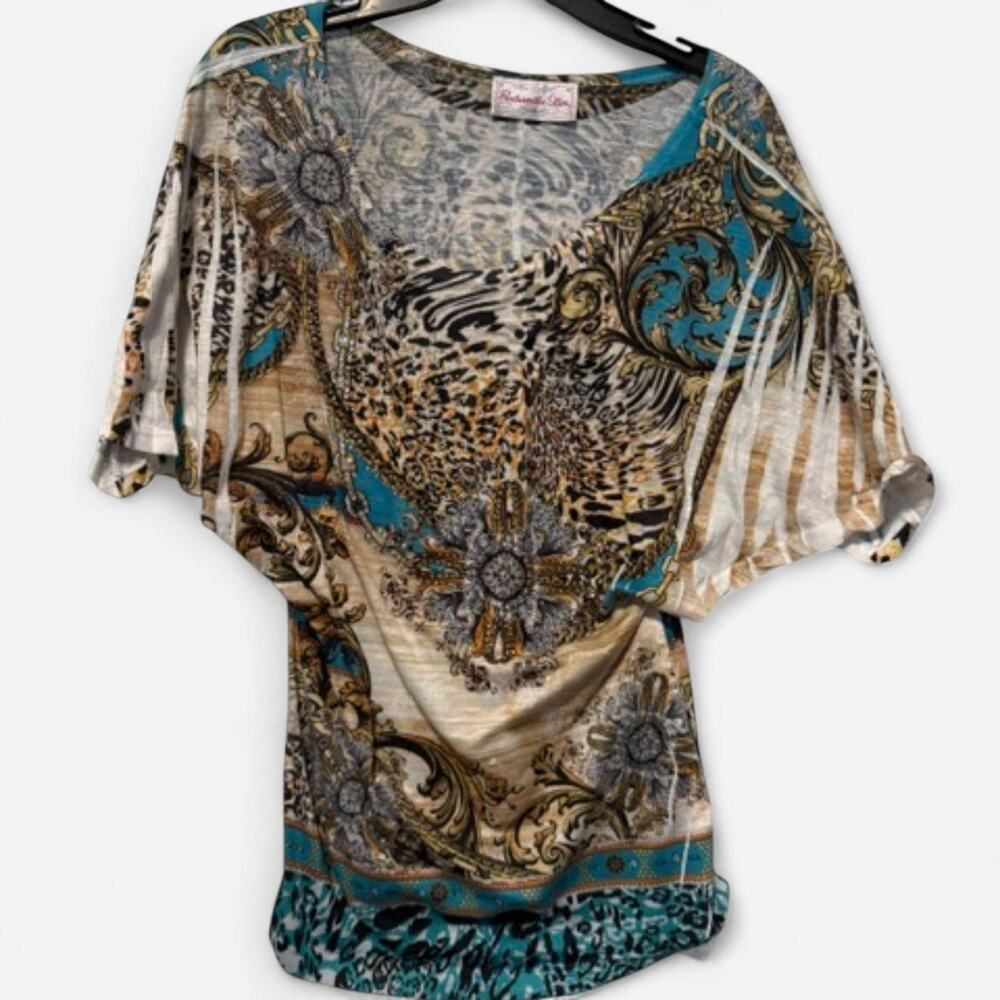 Panhandle Slim Rhinestone Leopard Western Top Large